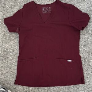 FIGS Women's Burgundy V-Neck Top